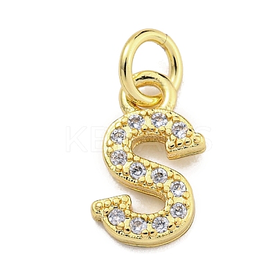 Initial Letter Brass with Cubic Zirconia Charms KK-Q814-26S-G-1
