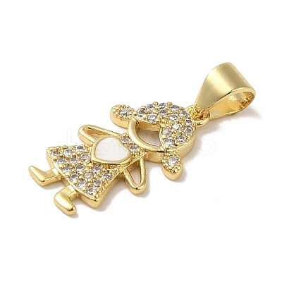 Rack Plating Brass Micro Pave Cubic Zirconia Pendants KK-P272-16B-G-1