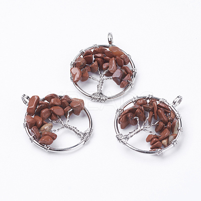 Natural Red Jasper Pendants G-E419-20P-1
