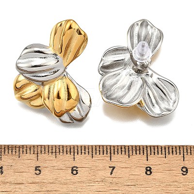 304 Stainless Steel Two-tone Stud Earrings for Women EJEW-R023-01GP-07-1