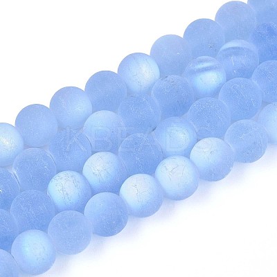 Frosted Transparent Glass Beads Strands GLAA-T032-T10mm-MBB04-1