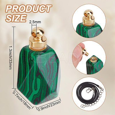 DIY Waxed Cord & Synthetic Malachite Bottle Pendant Necklaces Making Kits DIY-DR0001-81B-1