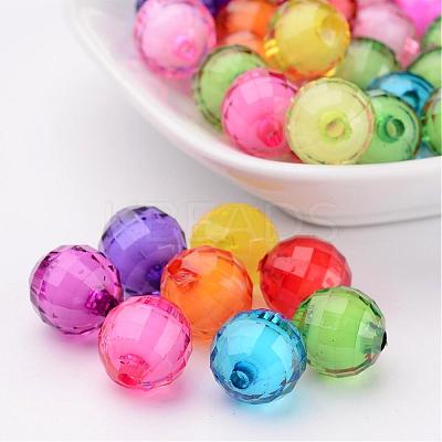 Mixed Color Transparent Acrylic Faceted Round Beads X-TACR-S086-12mm-M-1