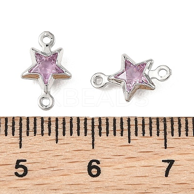 SHEGRACE Brass Pave Cubic Zirconia Star Connector Charms XGRQ2O212-441B-P-1