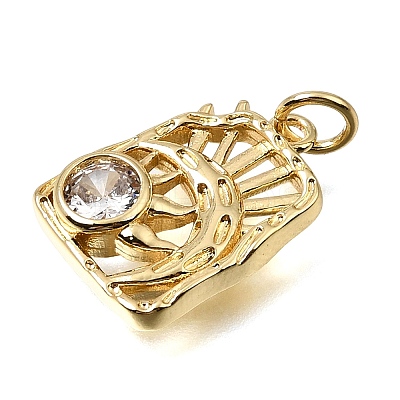 Brass Pave Clear Cubic Zirconia Pendants CU-CBAEEA8-31G-1