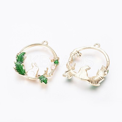Golden Plated Alloy Enamel Bunny Pendants ENAM-L024-L01-G-1