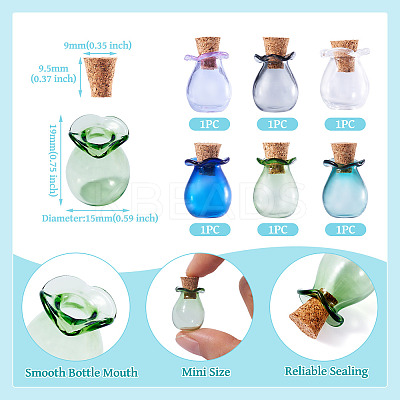 6Pcs 6 Colors Glass Bottles Ornament AJEW-TA0001-74-1