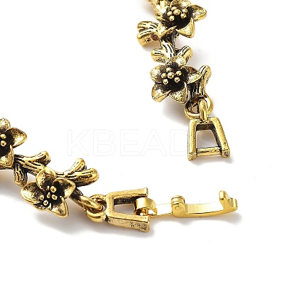 Vintage Alloy Flower Link Chain Bracelet for Women BJEW-A140-02AG-1