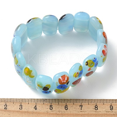 Handmade Millefiori Lampwork Beaded Stretch Bracelets for Men Women BJEW-G738-01C-04-1