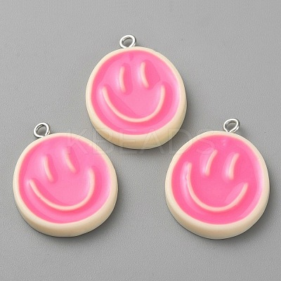 Opaque Resin Enamel Pendants RESI-WH0036-20B-1