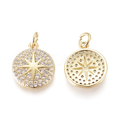 Brass Micro Pave Cubic Zirconia Charms X-KK-D159-09G-1
