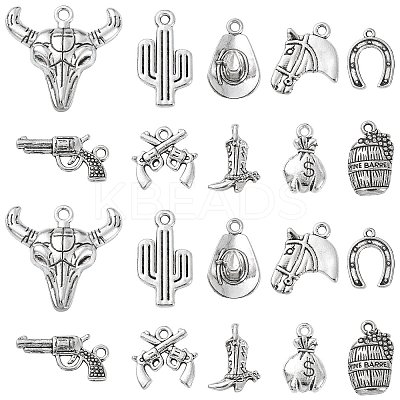 100 pcs 10 Style Tibetan Style Alloy Pendants TIBEP-CJ0001-32-1