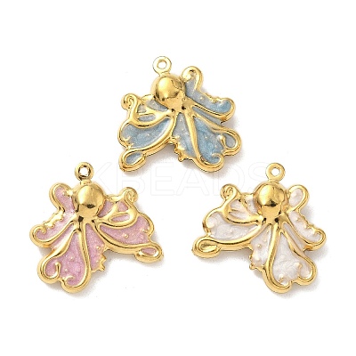 304 Stainless Steel Enamel Pendants STAS-G362-08G-1