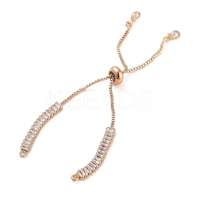 Brass Pave Clear Cubic Zirconia Rectangle Slider Bracelet Making BJEW-U005-01G-1