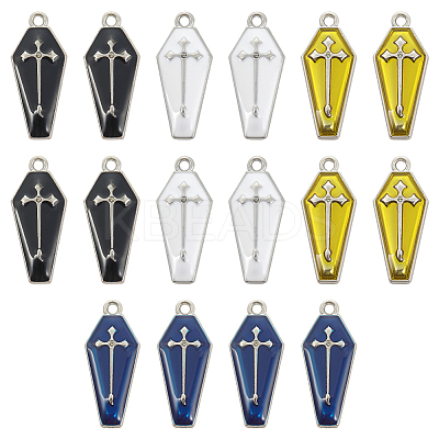 40Pcs 4 Colors Alloy Enamel Pendants ENAM-SC0003-79-1