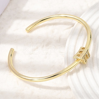 Brass Micro Pave Clear Cubic Zirconia Cuff Bangles for Women KK-CBAED06-08B-G-1