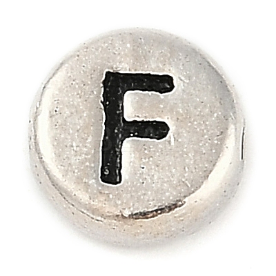 925 Sterling Silver Flat Round with Letter Beads LS-STER-G044-01AS-F-1