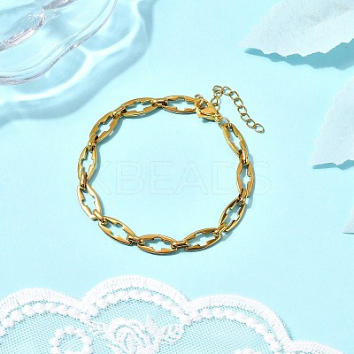 2Pcs 2 Styles 304 Stainless Steel Hollow Cross-Linked Chain Bracelets for Couple BJEW-JB12295-1