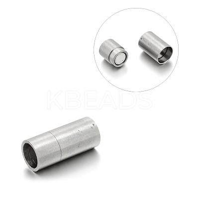 Tarnish Resistant Matte 304 Stainless Steel Column Magnetic Clasps with Glue-in Ends STAS-E089-03B-1