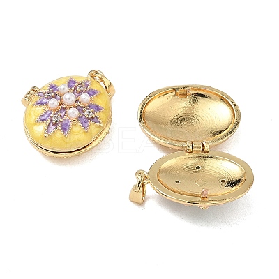 Brass Enamel Locket Pendants KK-F923-02A-G-1