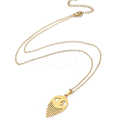 201 Stainless Steel Eye Pendant Necklace with Cable Chains NJEW-Q317-01G-1