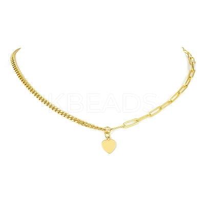 Brass Pendant Necklaces with Curb & Paperclip Chains NJEW-JN04608-01-1