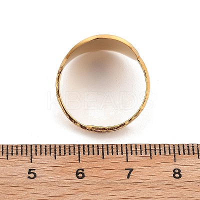 Flat Round 304 Stainless Steel Open Cuff Ring for Women LS-RJEW-M049-01G-02-1