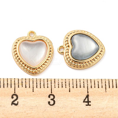 Natural Freshwater Shell Brass Heart Charms KK-Q806-07G-1
