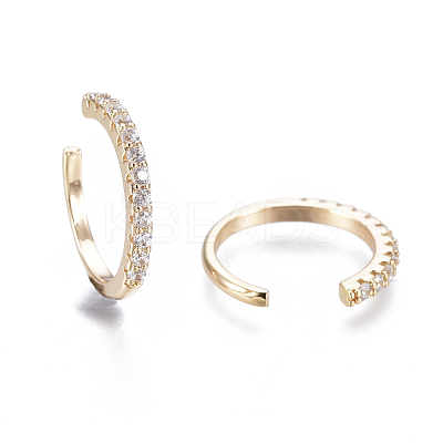 Brass Micro Pave Clear Cubic Zirconia Cuff Earrings EJEW-I249-15G-1