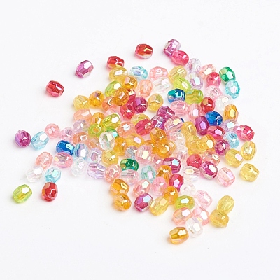 Mixed Color Plating Faceted Round Acrylic Spacer Beads X-PL400-1