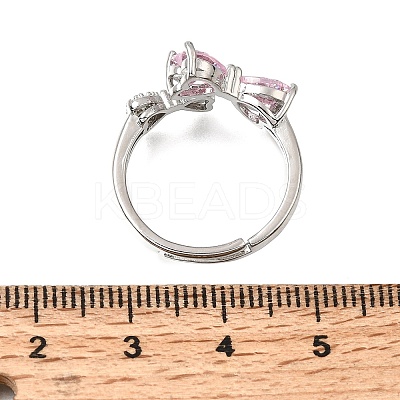 Brass Micro Pave Clear Cubic Zirconia Cuff Open Rings CU-CBA5C10-15P-1
