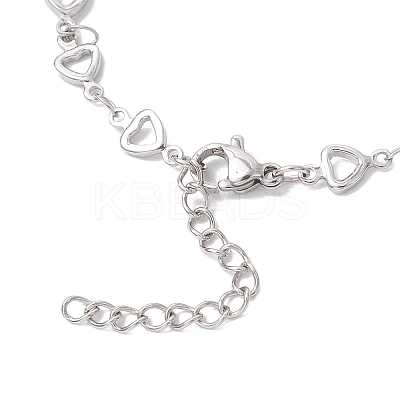 304 Stainless Steel Hollow Heart Link Chain Anklets for Women AJEW-AN00684-1