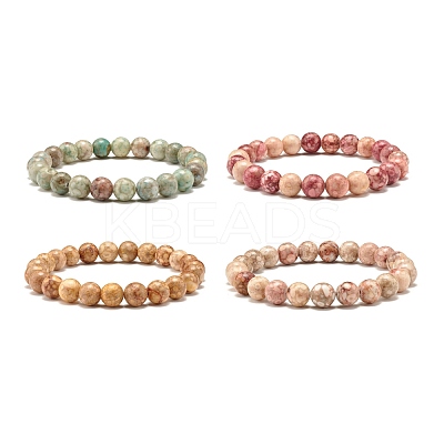 8.5mm Dyed Natural Maifanite/Maifan Stone Round Beads Stretch Bracelet for Girl Women BJEW-JB07178-1