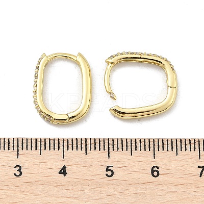 Oval Brass Micro Pave Clear Cubic Zirconia Hoop Earrings EJEW-D311-141G-1