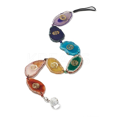 Dyed Nuggets Natural Agate Chakra Hanging Pendant Decorations HJEW-P006-B01-1