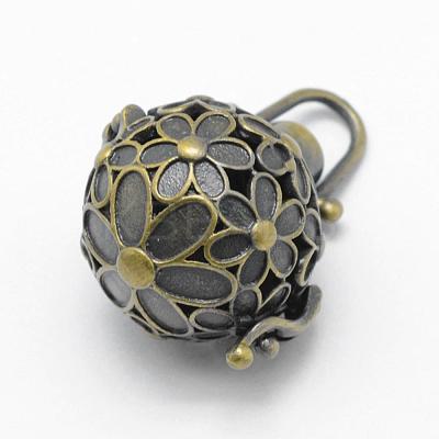 Brass Rack Plating Cage Pendants KK-F722-33AB-RS-1