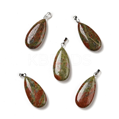 Natural Unakite Pendants G-P474-01P-11-1