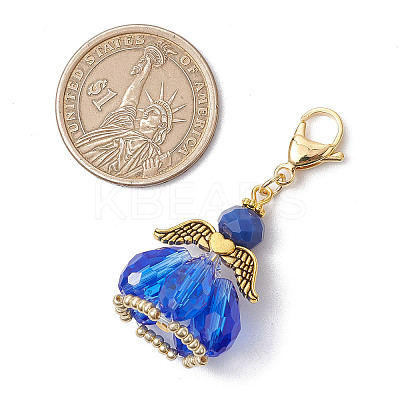 Angel Glass Beaded & Alloy Pendant Decorations HJEW-MZ00190-1