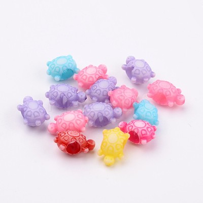 Large Hole Opaque Craft Style Acrylic Tortoise European Beads X-SACR-R697-M64-1