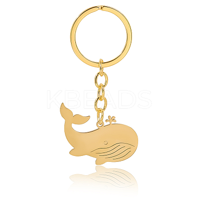 6Pcs Whale Stainless Steel Pendants Keychain KEYC-BBC0001-12A-1