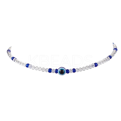 Resin Evil Eye & Acrylic Beaded Necklace for Women NJEW-JN04638-1