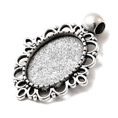 Tibetan Style Alloy Pendant Cabochon Settings X-TIBEP-N003-31AS-1