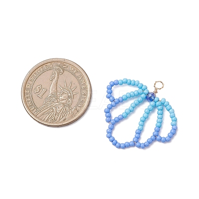 3Pcs Glass Seed Beaded Shell Shapes Pendants PALLOY-MZ01174-1