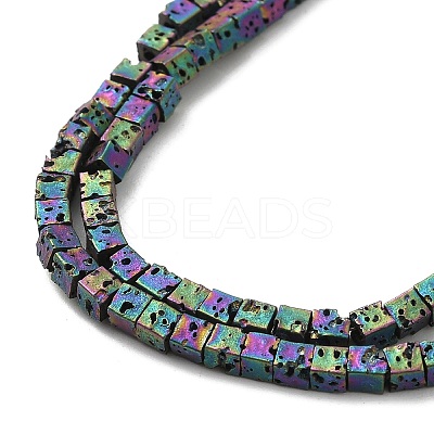 Electroplated Natural Lava Rock Beads Strands G-Q1009-B01-02H-1