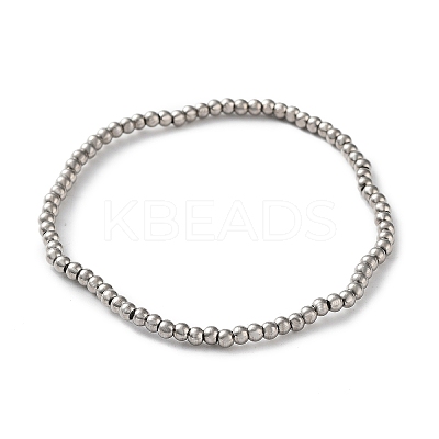 Non-Tarnish 316 Surgical Stainless Steel Round Beaded Stretch Bracelets LS-BJEW-M305-01A-P-1