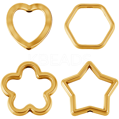 120Pcs 4 Styles Alloy Bead Frame FIND-SP0004-14-1