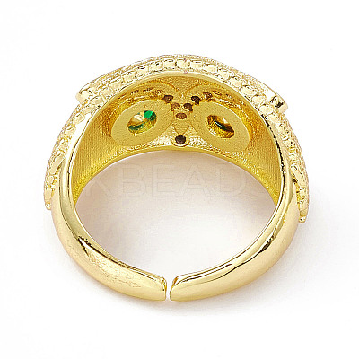 Cubic Zirconia Owl Open Cuff Rings RJEW-P079-01G-03-1