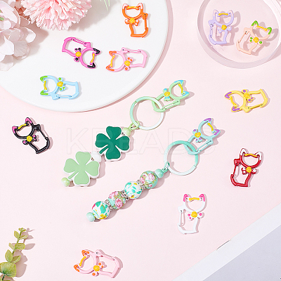 13Pcs 13 Colors Baking Paint Zinc Alloy Enamel Locking Carabiner FIND-SC0021-06-1
