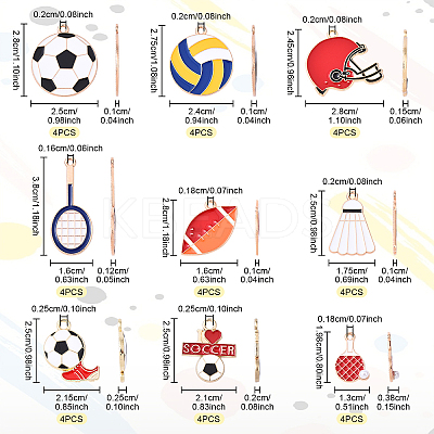 36Pcs 9 Styles Sports Theme Alloy Enamel Pendants ENAM-YW0005-73A-1