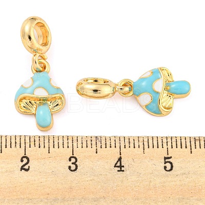 Rack Plating Alloy Enamel Mushroom European Dangle Charms FIND-B034-18G-02-1